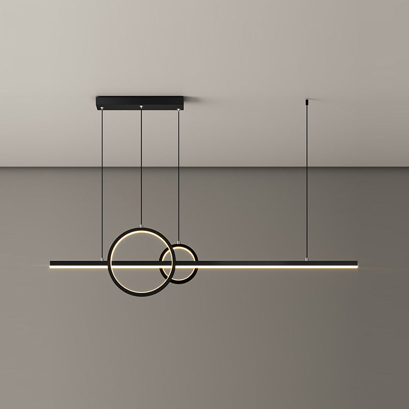 Modern Metal Island Light Fixture Geometry 3-Light LED Hanging Lamp with Acrylic Shade