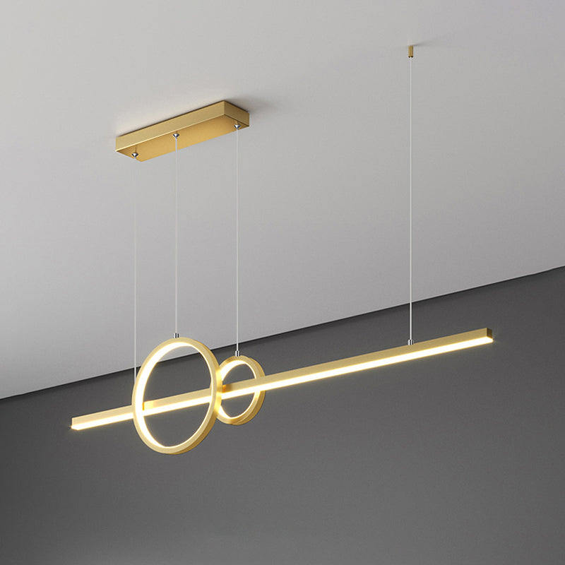 Modern Metal Island Light Fixture Geometry 3-Light LED Hanging Lamp with Acrylic Shade
