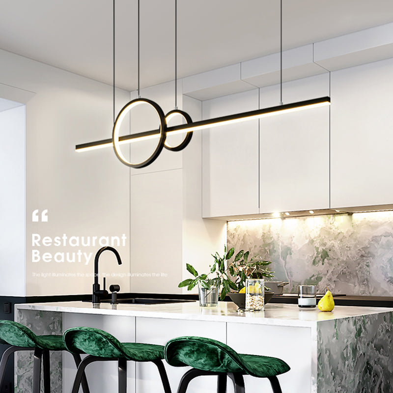 Modern Metal Island Light Fixture Geometry 3-Light LED Hanging Lamp with Acrylic Shade
