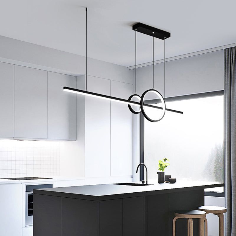 Modern Metal Island Light Fixture Geometry 3-Light LED Hanging Lamp with Acrylic Shade