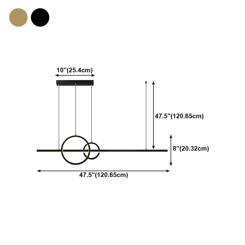 Modern Metal Island Light Fixture Geometry 3-Light LED Hanging Lamp with Acrylic Shade