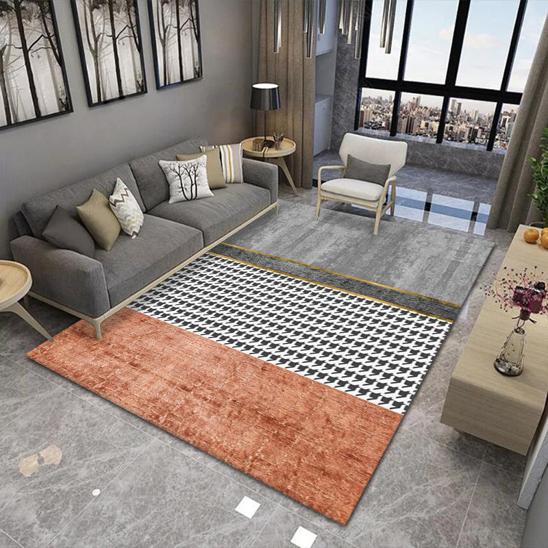 Orange Modern Rug Polyester Graphic Area Rug Washable Rug for Home Decor