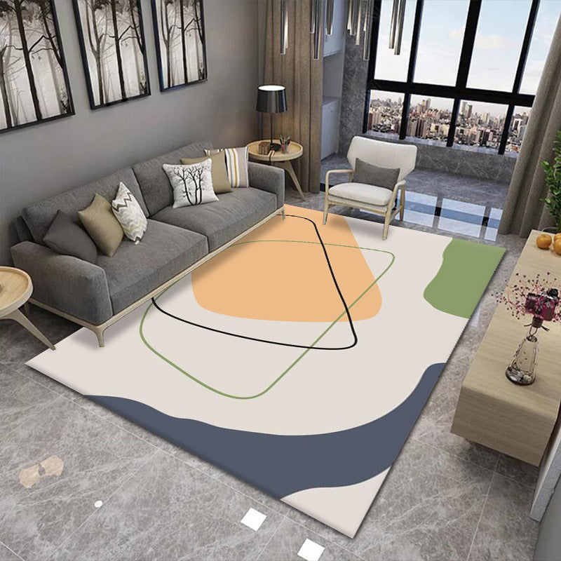Orange Modern Rug Polyester Graphic Area Rug Washable Rug for Home Decor