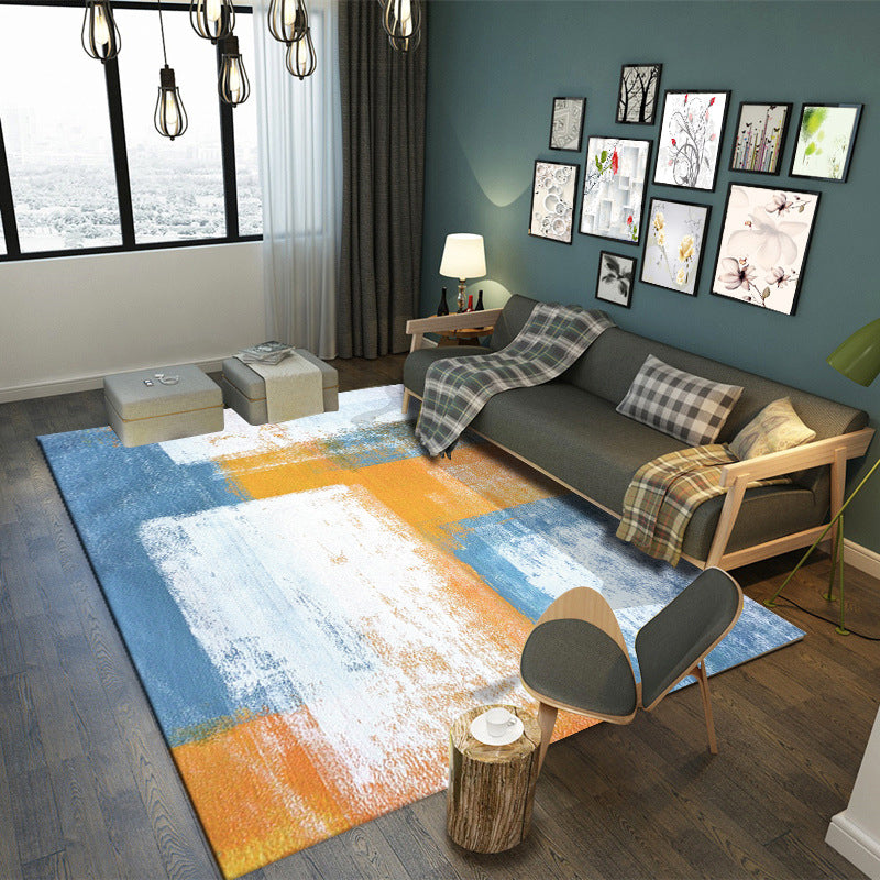 White Modern Rug Polyester Graphic Indoor Rug Washable Area Rug for Home Decoration