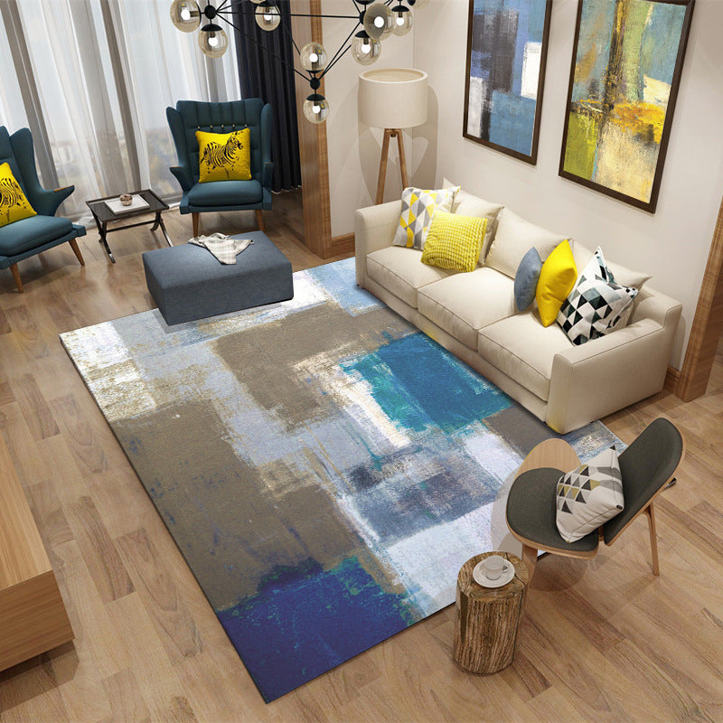 White Modern Rug Polyester Graphic Indoor Rug Washable Area Rug for Home Decoration
