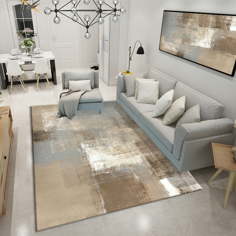 White Modern Rug Polyester Graphic Indoor Rug Washable Area Rug for Home Decoration