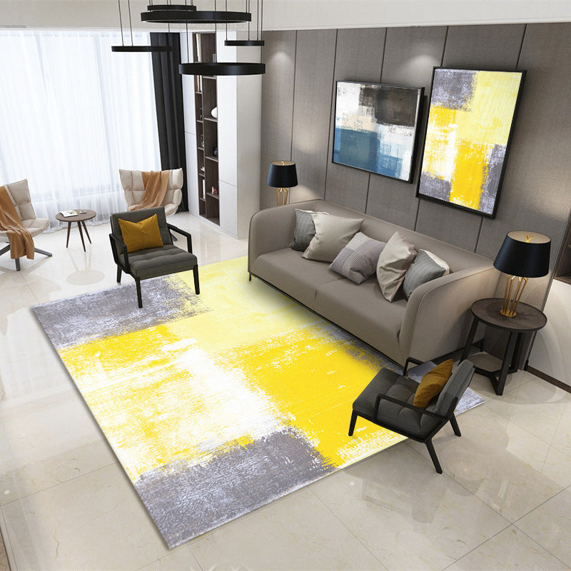 White Modern Rug Polyester Graphic Indoor Rug Washable Area Rug for Home Decoration