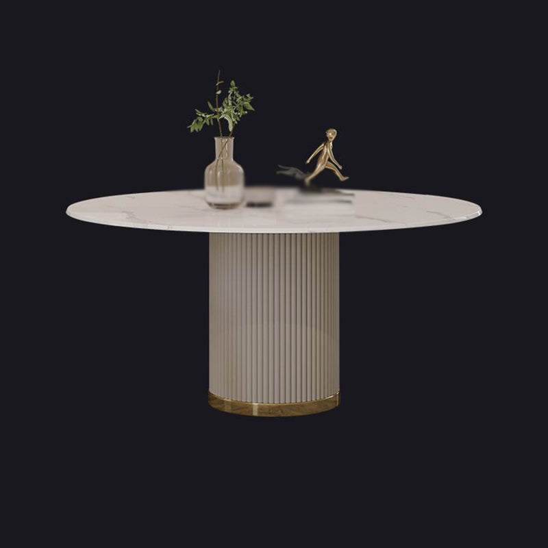 Modern 1/4/5/7 Pieces Round Dining Set Sintered Stone Dining Table Set with Leather Chairs