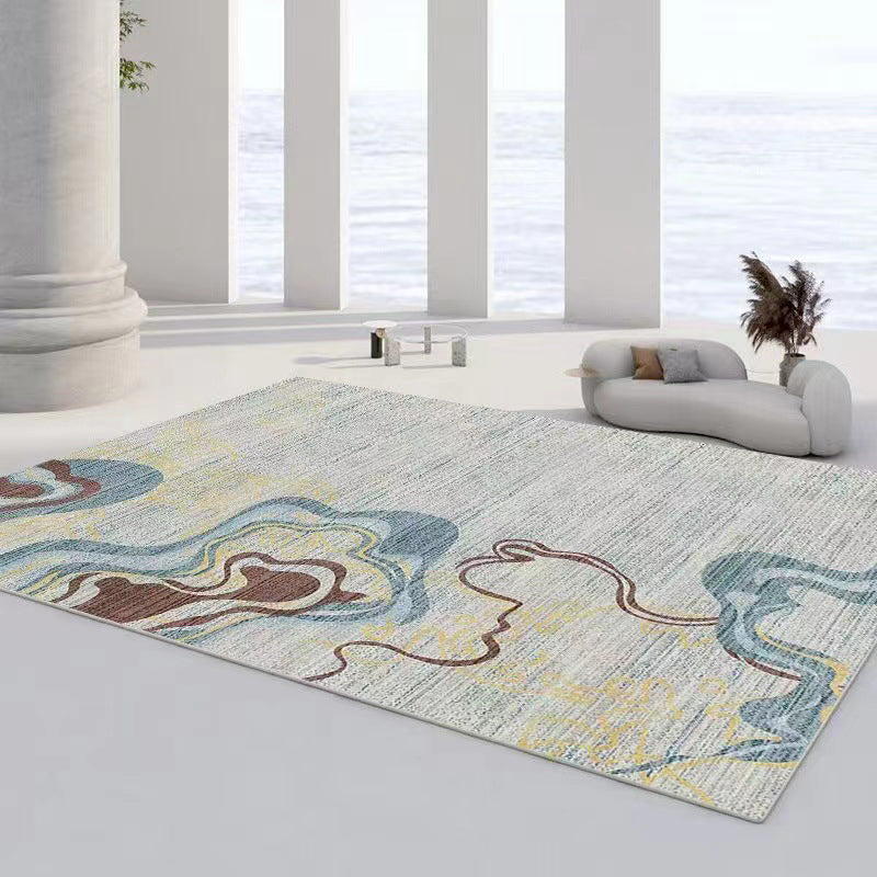 Brown Graphic Rug Polyester Casual Rug Non-Slip Backing Rug for Drawing Room