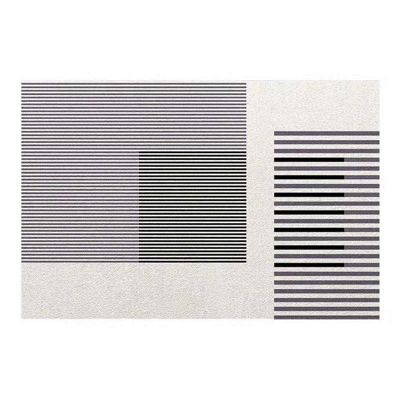 Black Modern Rug Polyester Pattern Rug Washable Rug for Living Room