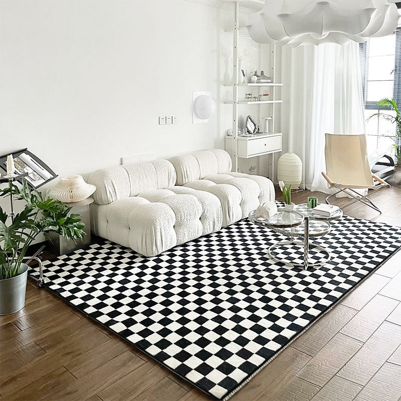 Gray Modern Rug Polyester Irregular Fringe Rug Washable Rug for Living Room