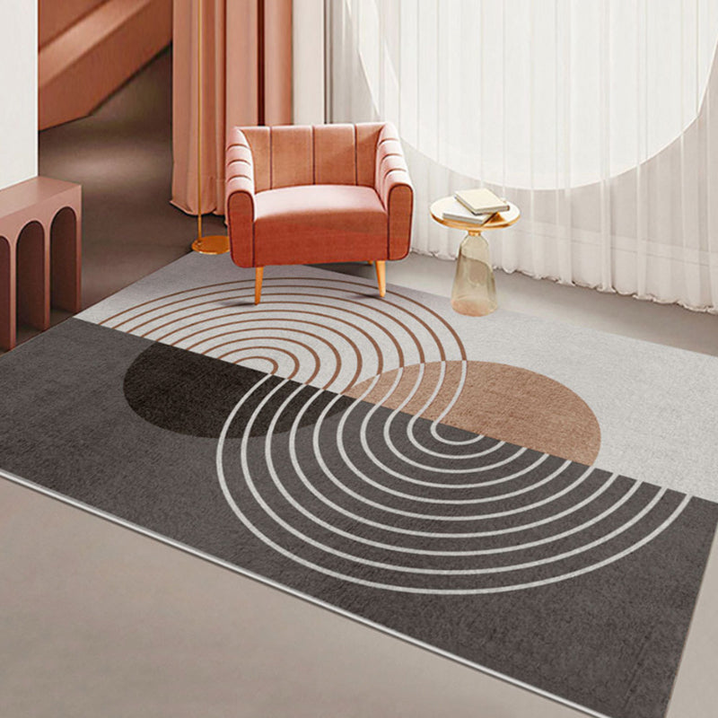 Gray Modern Rug Polyester Irregular Fringe Rug Washable Rug for Living Room