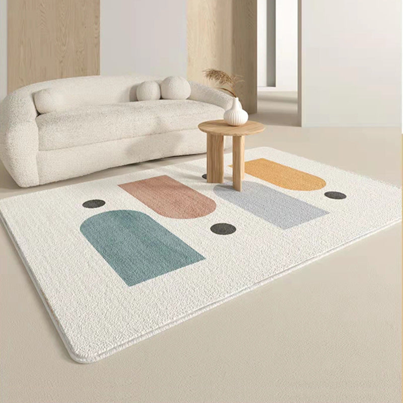 Gray Modern Rug Polyester Irregular Fringe Rug Washable Rug for Living Room