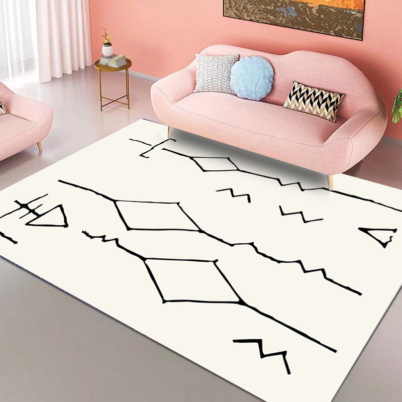 Gray Modern Rug Polyester Irregular Fringe Rug Washable Rug for Living Room
