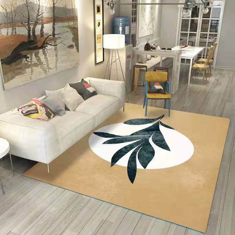 White Modern Rug Polyester Plant Rug Washable Rug for Living Room