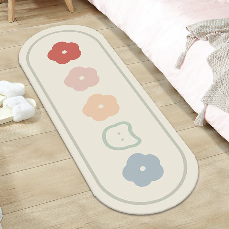 Green Modern Rug Polyester Flower Indoor Rug Washable Rug for Home Decor