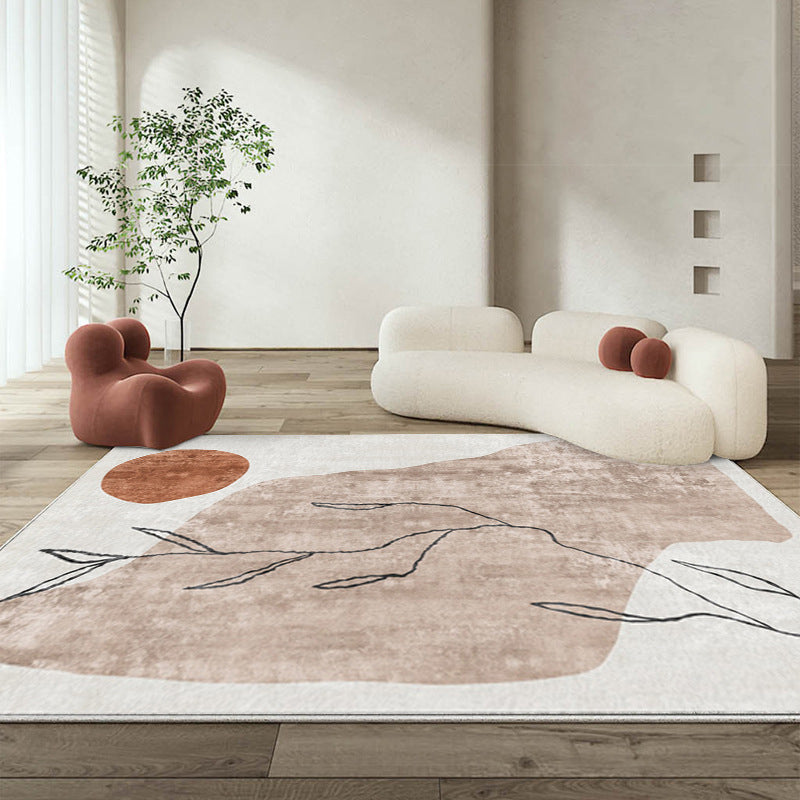 Gray Modern Rug Polyester Simple Rug Non-Slip Backing Rug for Drawing Room