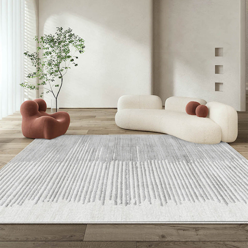 Gray Modern Rug Polyester Simple Rug Non-Slip Backing Rug for Drawing Room
