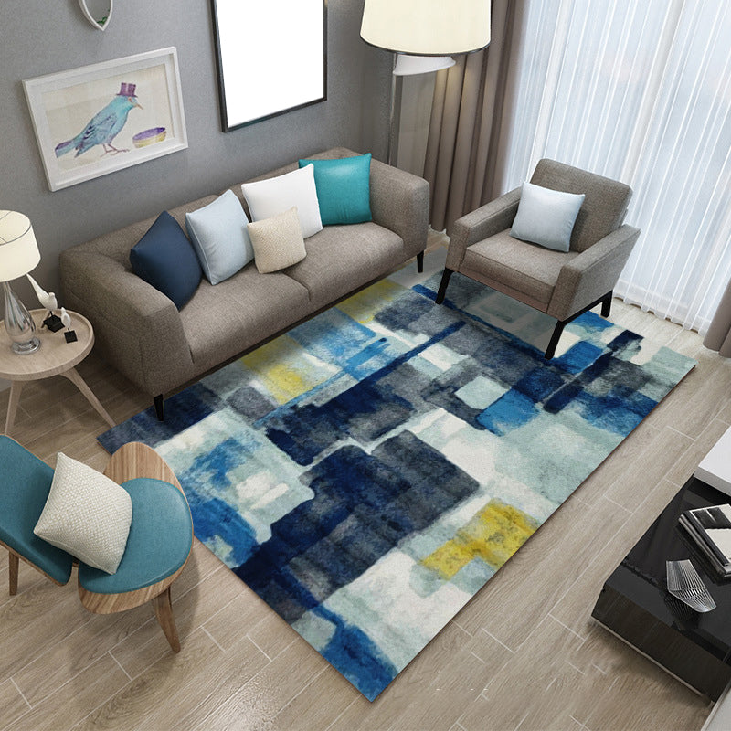 Tapis graphique en polyester moderne gris tapis de support sans glissement pour salon