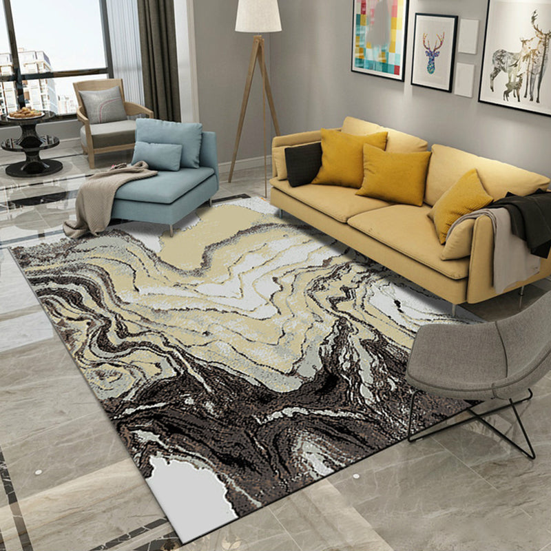 Tapis graphique en polyester moderne gris tapis de support sans glissement pour salon