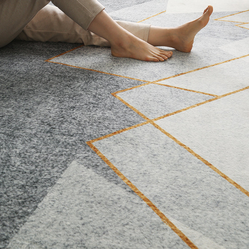 Tapis graphique en polyester moderne gris tapis de support sans glissement pour salon