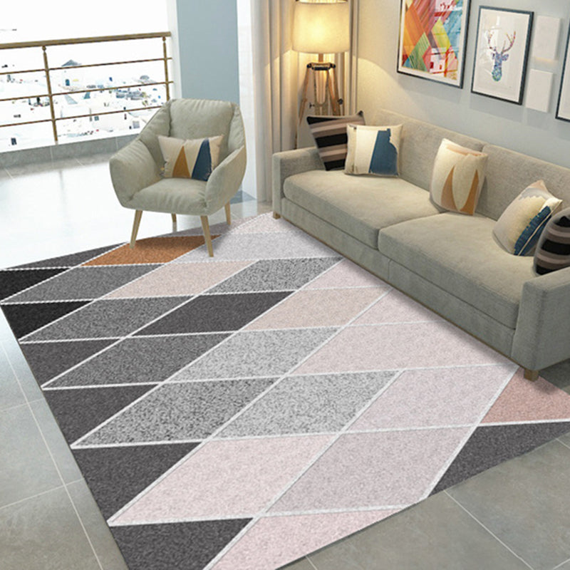 Tapis graphique en polyester moderne gris tapis de support sans glissement pour salon