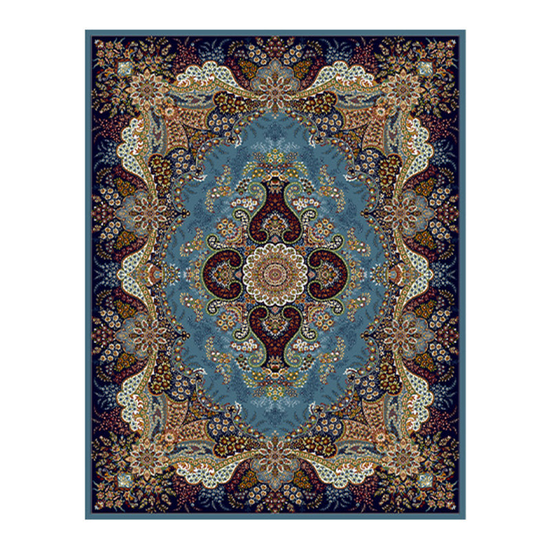 Wine Red Bohemian Rug Polyester Graphic Rug Washable Rug for Living Room