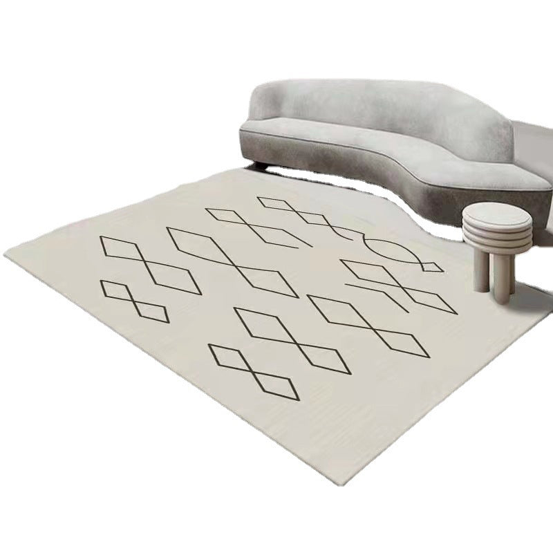 Dark Gray Modern Rug Polyester Color Block Rug Stain Resistant Rug for Drawing Room
