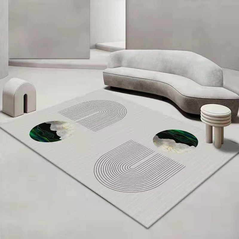 Dark Gray Modern Rug Polyester Color Block Rug Stain Resistant Rug for Drawing Room