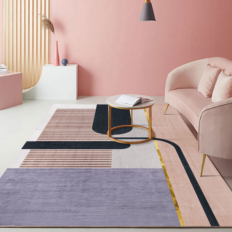 Atrovirens Pattern Rug Polyester Modern Rug Non-Slip Backing Rug for Living Room