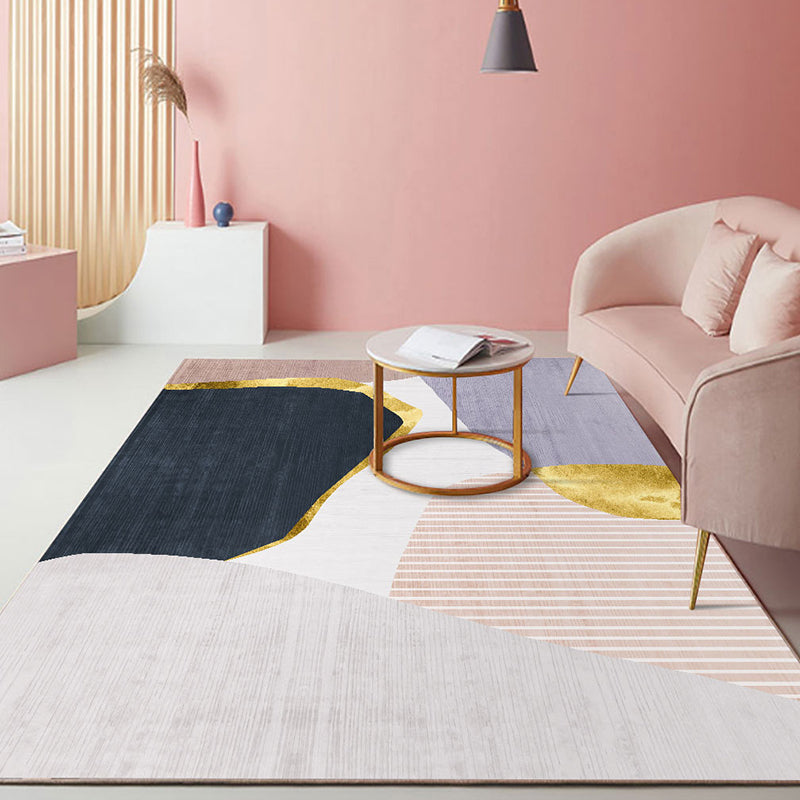 Atrovirens Pattern Rug Polyester Modern Rug Non-Slip Backing Rug for Living Room