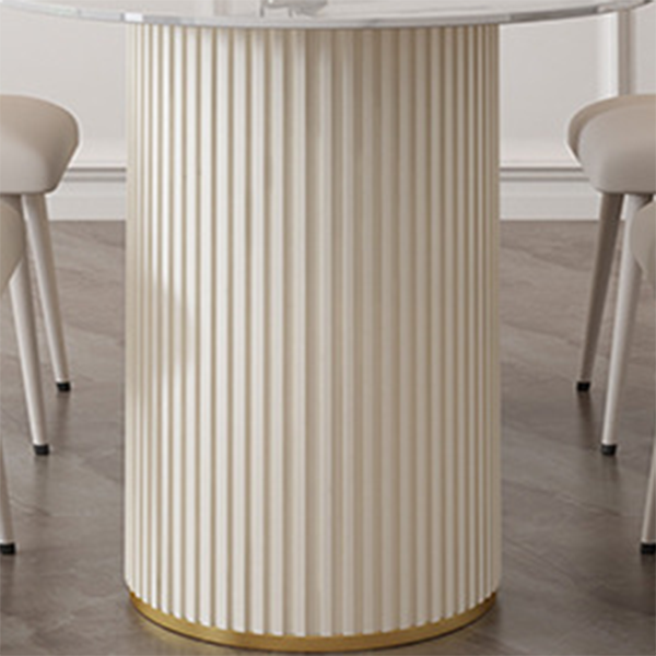 Sintered Stone Table for Restaurant Modern White Table with Double Pedestal Base