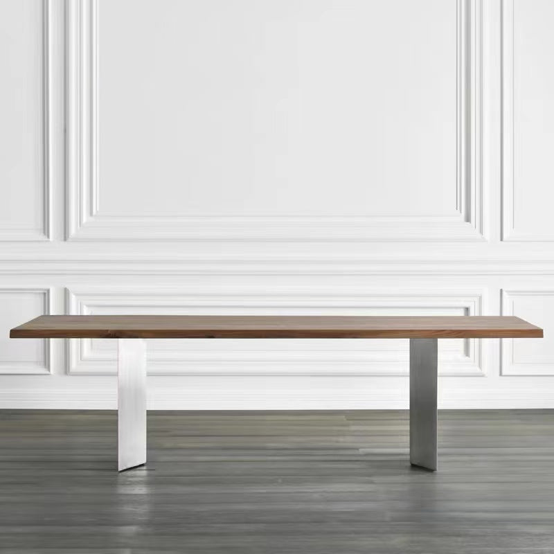 Mesa de comedor glamorosa de forma rectangular Mesa sólida para cocina