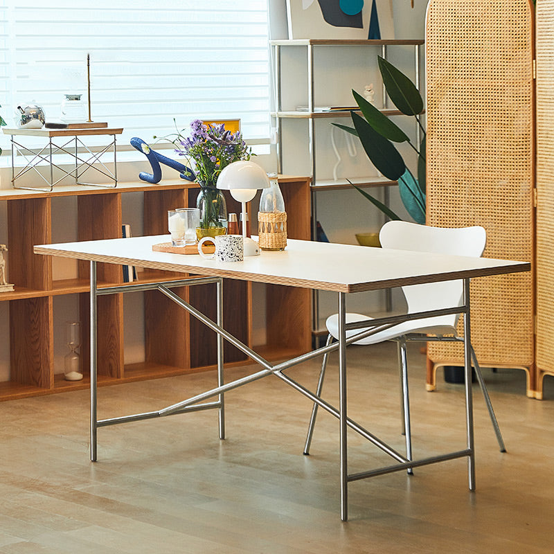Rectangle Shape Dining Table Solid Wood Table Luxury Style with Sled Base
