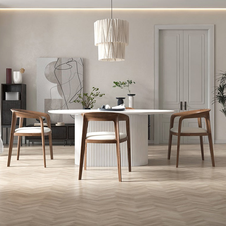 Metal Modern Oval Dining Table White Sintered Stone Top Table for Dining Room and Kitchen