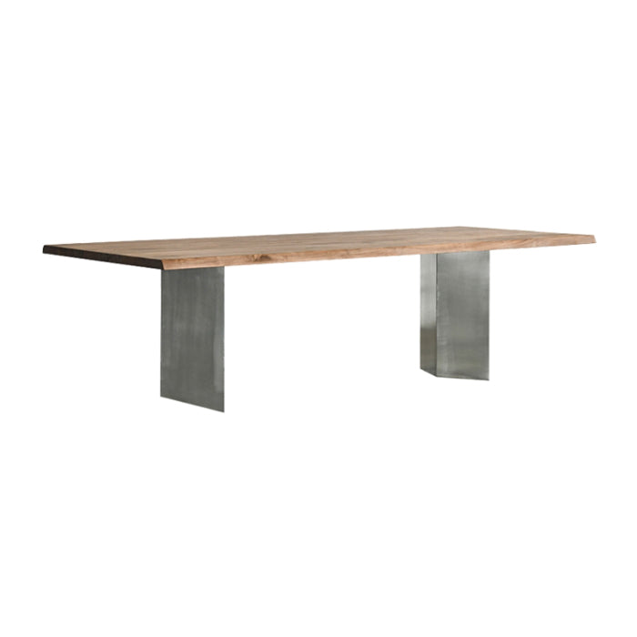 Mesa de comedor rectangular de estilo lujoso, mesa de pedestal doble de madera maciza para uso doméstico