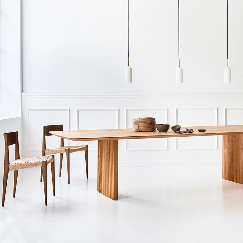 Rectangle Double Pedestal Table Simplicity Solid Wood Table for Restaurant
