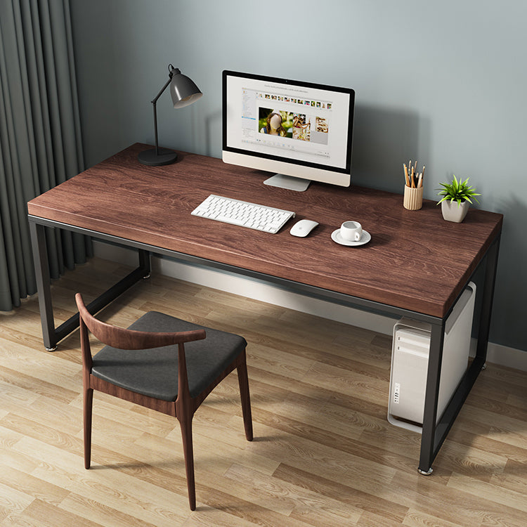 Metal Industrial Rectangle Dining Table Pine Wood Top Table with Trestle Base
