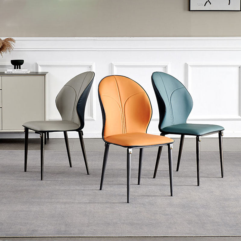 Sillas de comedor de metal de estilo moderno, sillas laterales sin brazos con respaldo de cocina