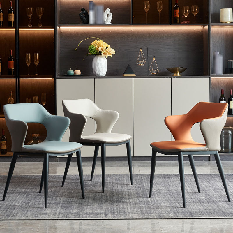 Eigentijdse stijl metalen eetstoelen keuken open achterkant zijstoelen