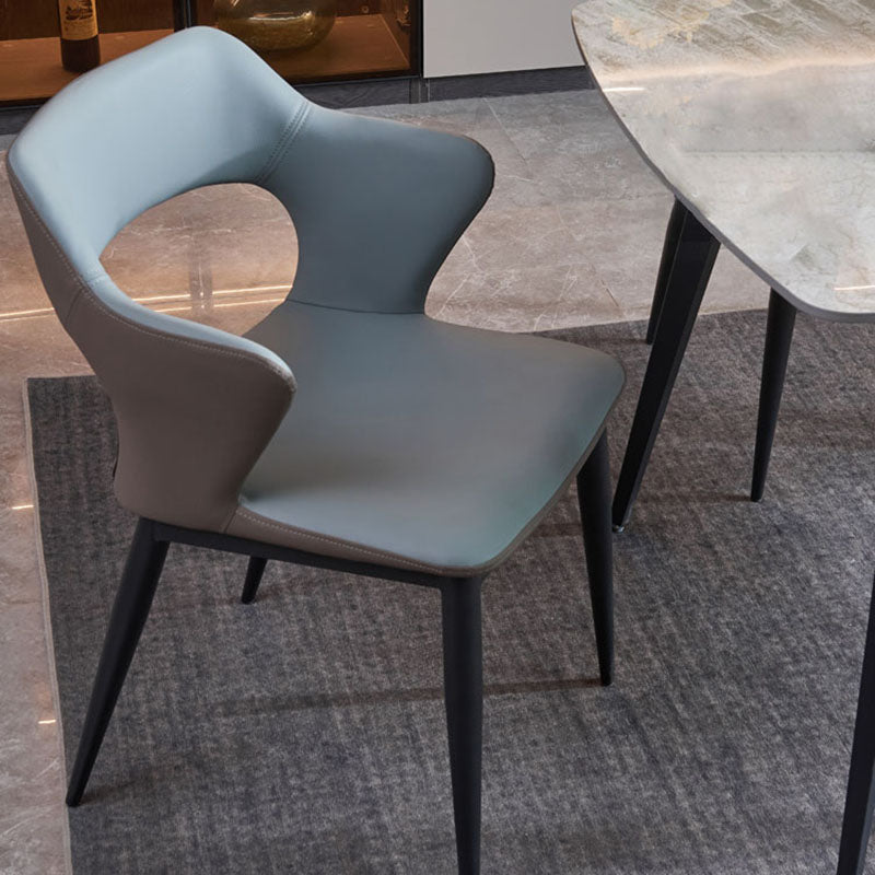 Eigentijdse stijl metalen eetstoelen keuken open achterkant zijstoelen