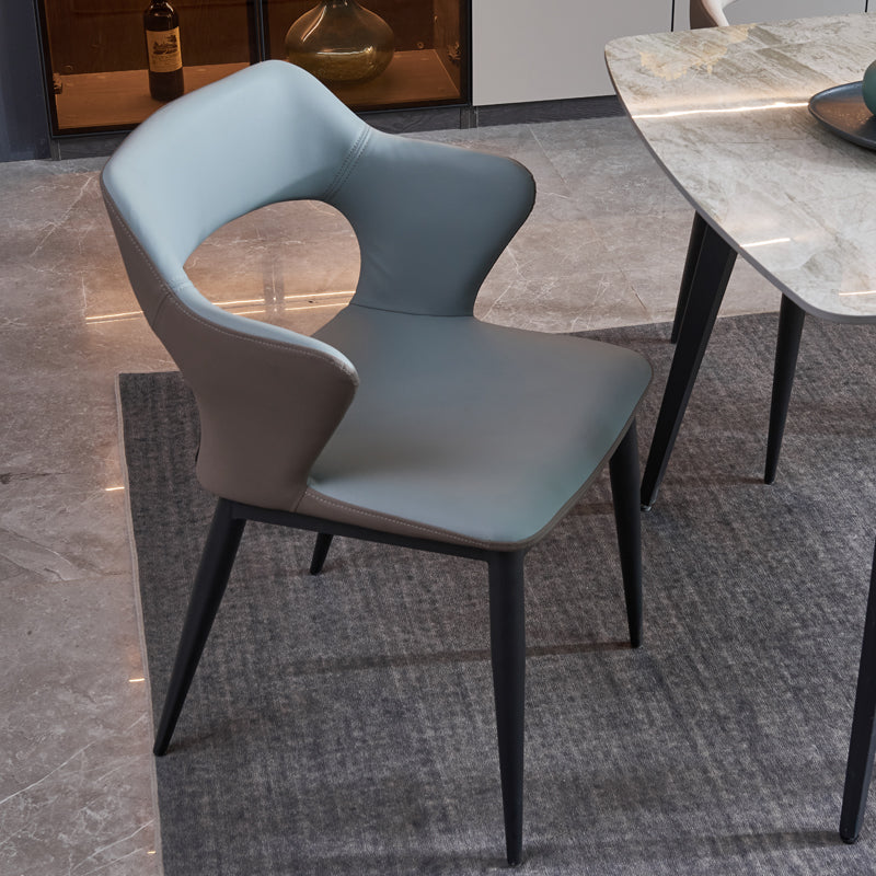 Eigentijdse stijl metalen eetstoelen keuken open achterkant zijstoelen