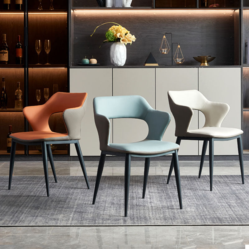 Eigentijdse stijl metalen eetstoelen keuken open achterkant zijstoelen