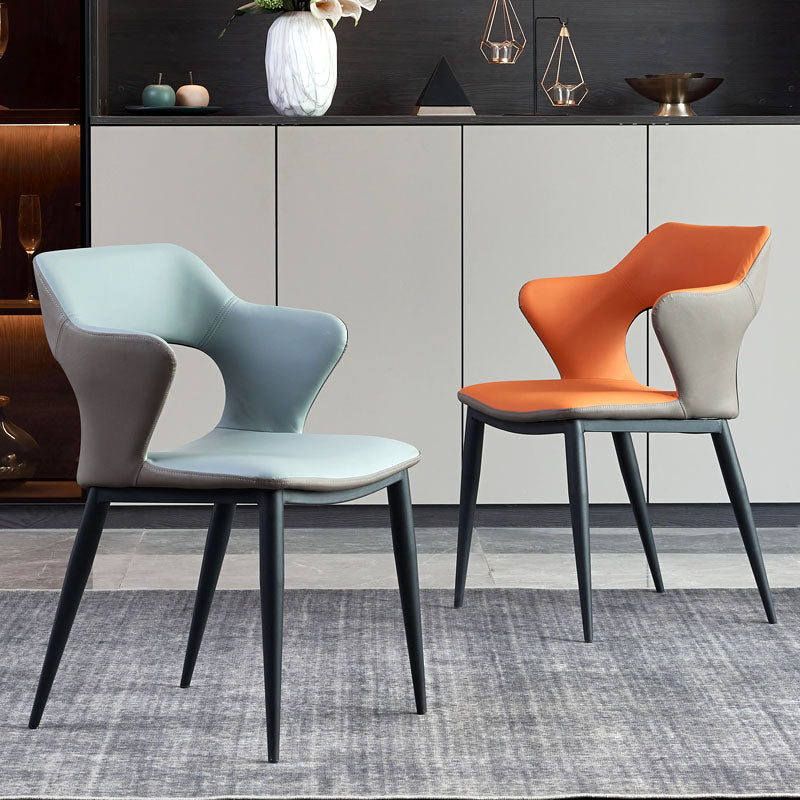 Eigentijdse stijl metalen eetstoelen keuken open achterkant zijstoelen