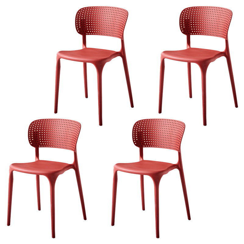 Silla lateral casera de plástico apilable Silla de comedor con respaldo abierto contemporáneo