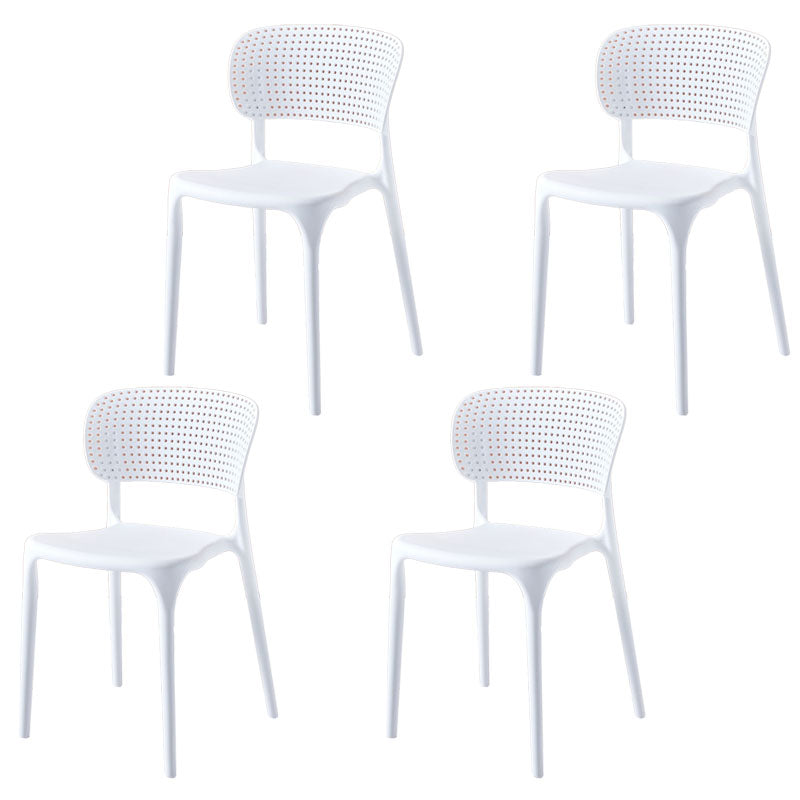 Silla lateral casera de plástico apilable Silla de comedor con respaldo abierto contemporáneo
