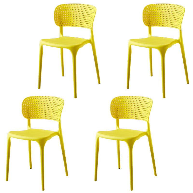 Silla lateral casera de plástico apilable Silla de comedor con respaldo abierto contemporáneo