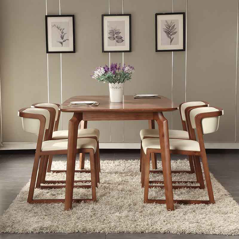 Cocina de estilo moderno, silla de comedor de madera con respaldo abierto, sillas laterales sin brazos