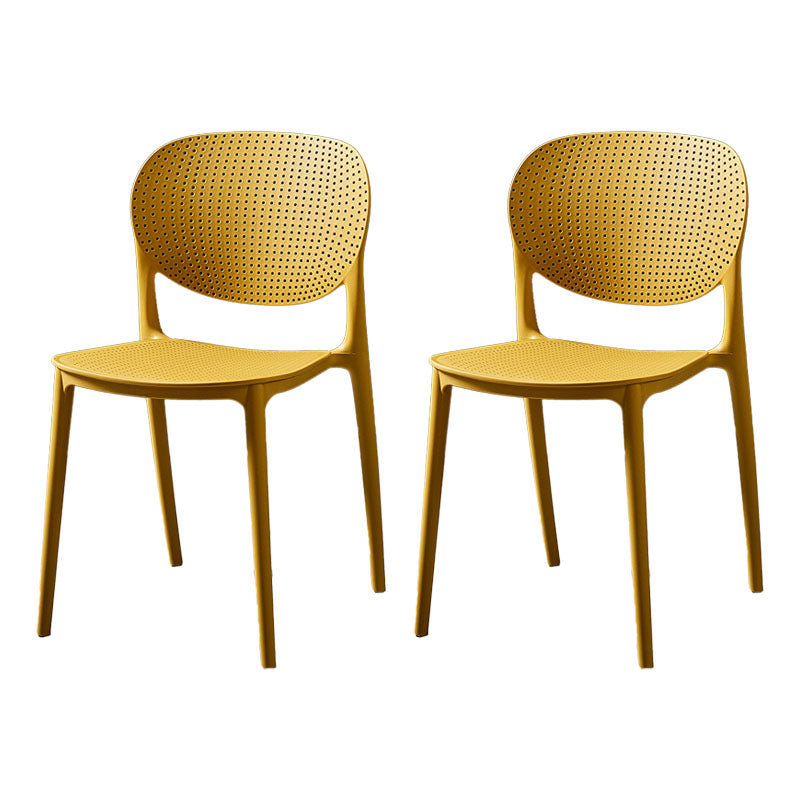 Silla lateral de comedor de cocina escandinava de plástico, silla con respaldo abierto