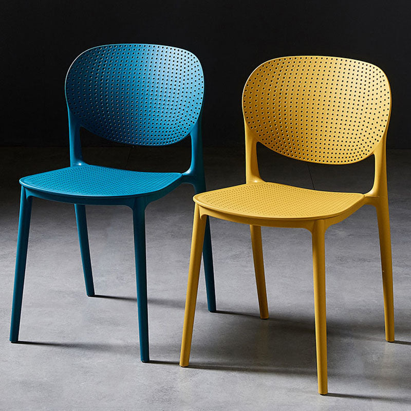Silla lateral de comedor de cocina escandinava de plástico, silla con respaldo abierto